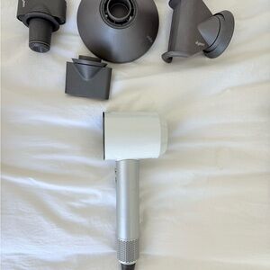 Dyson PRO White and Silver Hair Dryer with Attachments